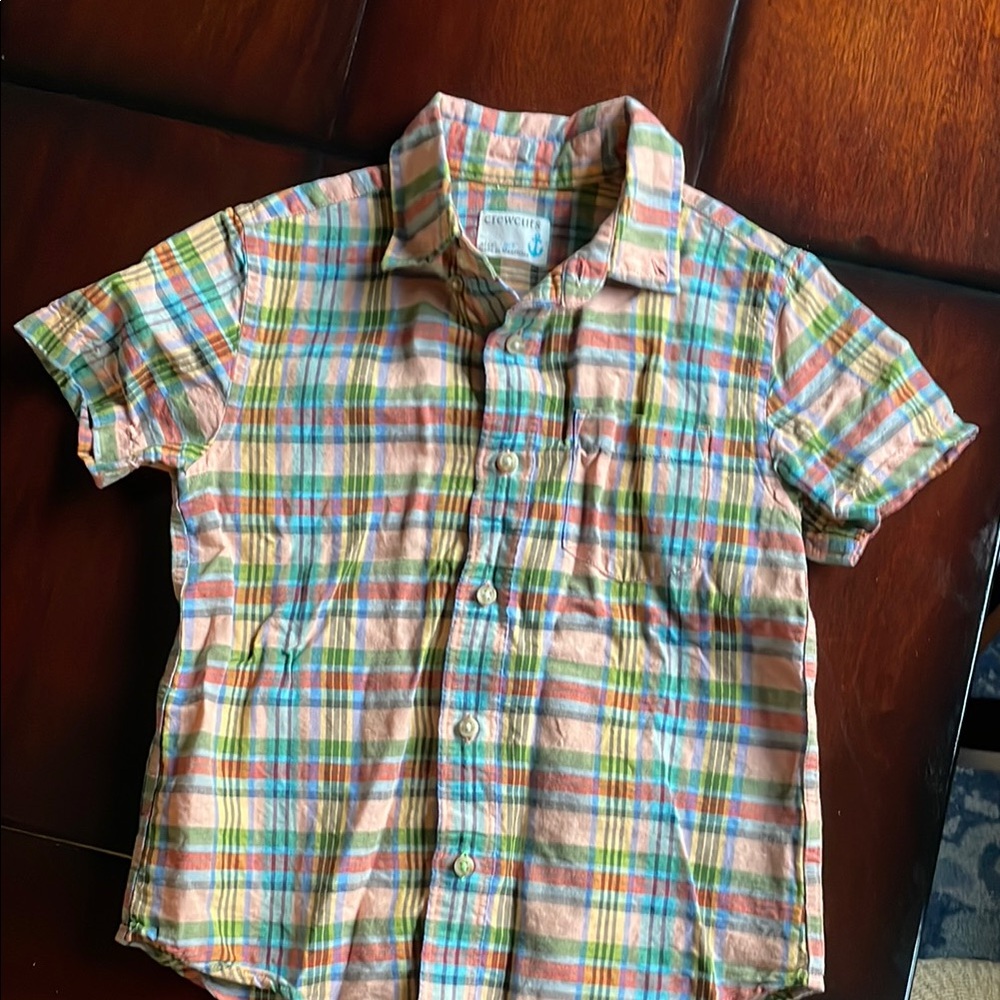 Crewcuts Vibrant Plaid Cotton and Linen Button-Up Shirt